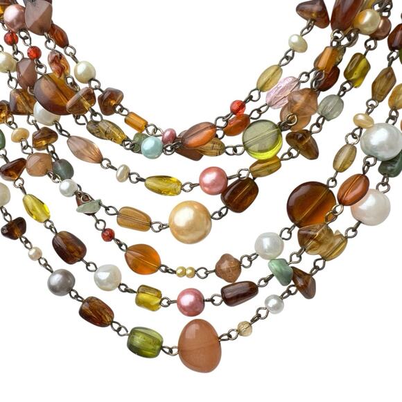Lia Sophia Beaded Necklace Multi Strand Layered Colorful Beaumont Gold Tone - Picture 11 of 14
